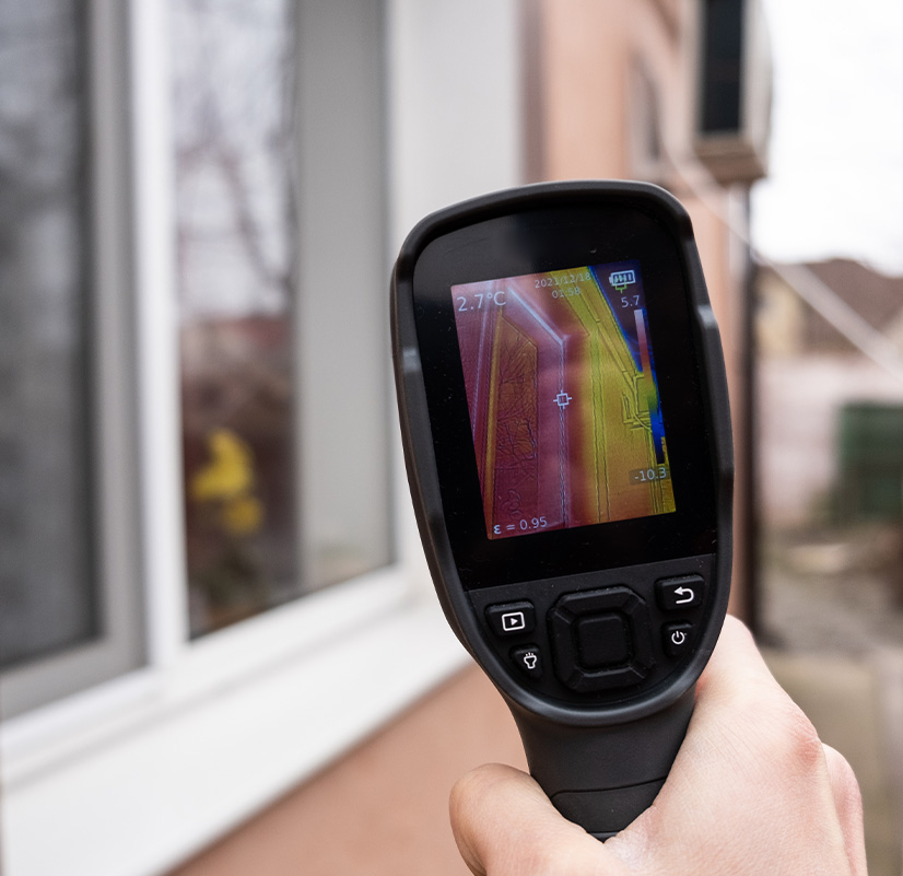 בדיקת נזילה באמצעות מצלמה תרמית מחוץ לבית